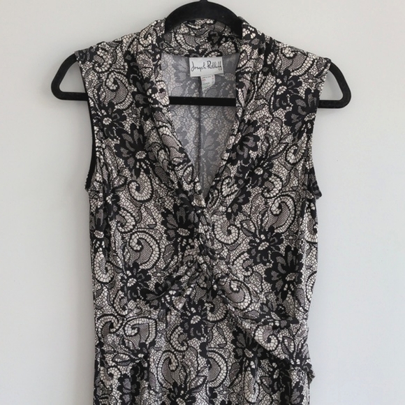 JOSEPH RIBKOFF | Vintage Dress Sleeveless V-Neck, Black/White, Womens Size 10 - Picture 3 of 10